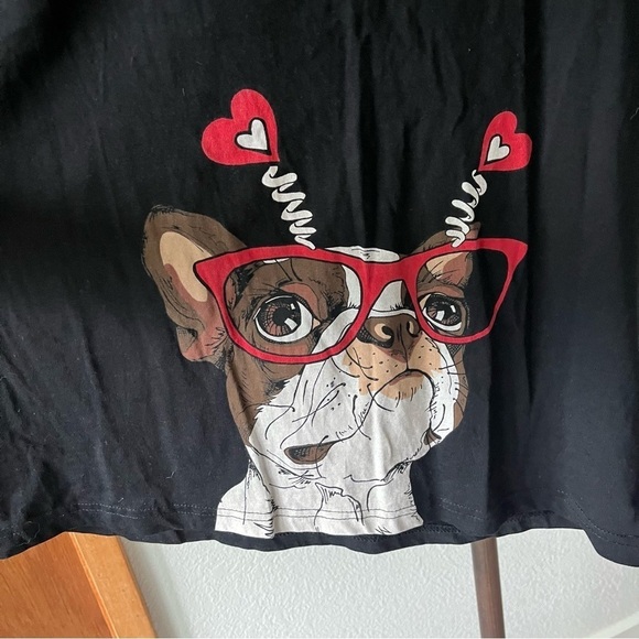 Denim & Flower Other - DENIM & FLOWER sz M Black Tshirt French BULLDOG Completely Yours Short Sleeve